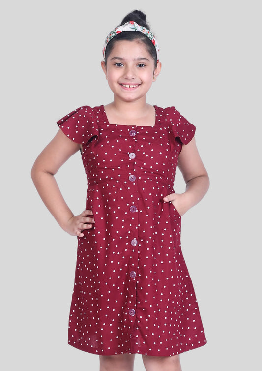 Maroons Polka Dot Dress with Pocket